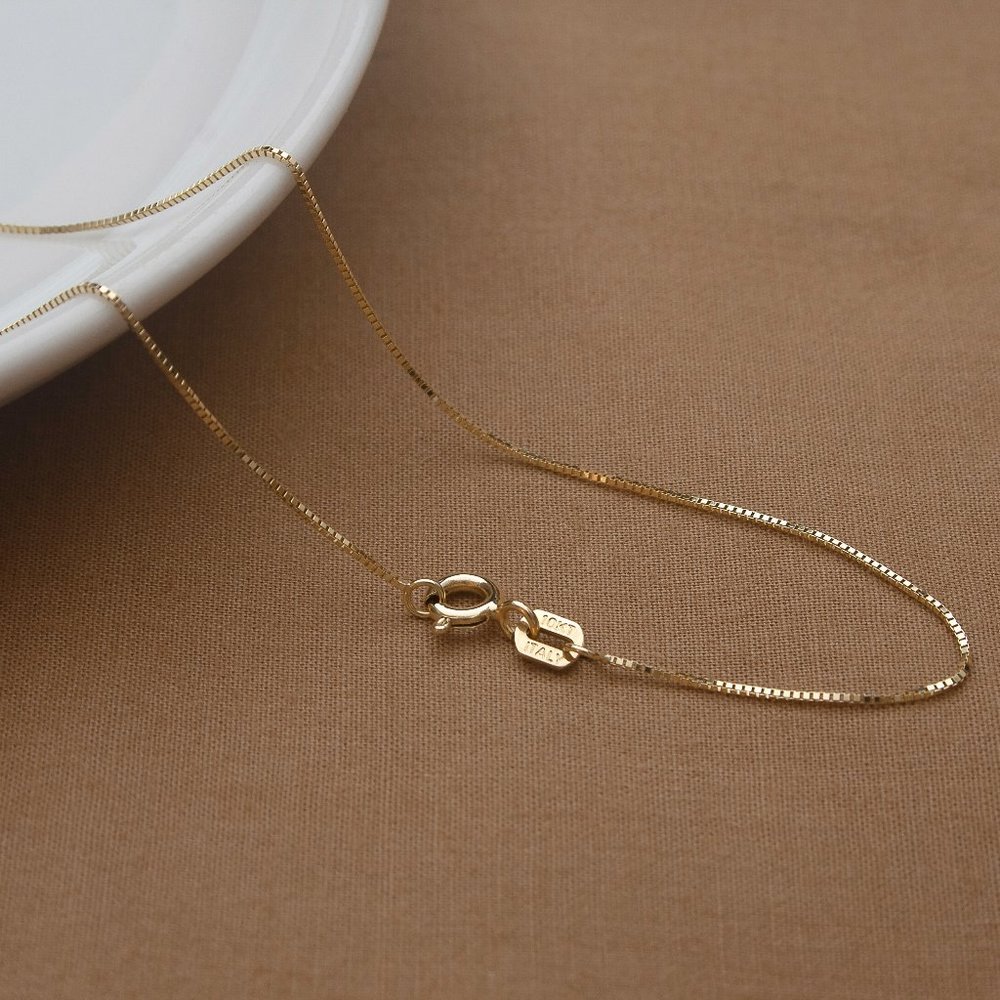 Solid Gold Box Chain 10K Real Gold Necklace Dainty Fine Chain Stamped 10K